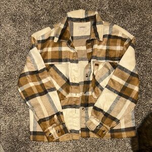 Brixton Plaid Jacket in Brown and Cream